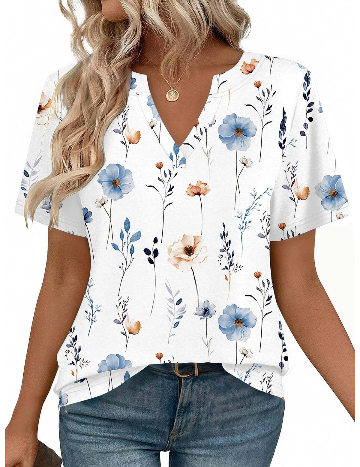 Zeagoo Womens Tops Short Sleeve V Neck Tee Shirts Cute Dressy Casual Jansha Store