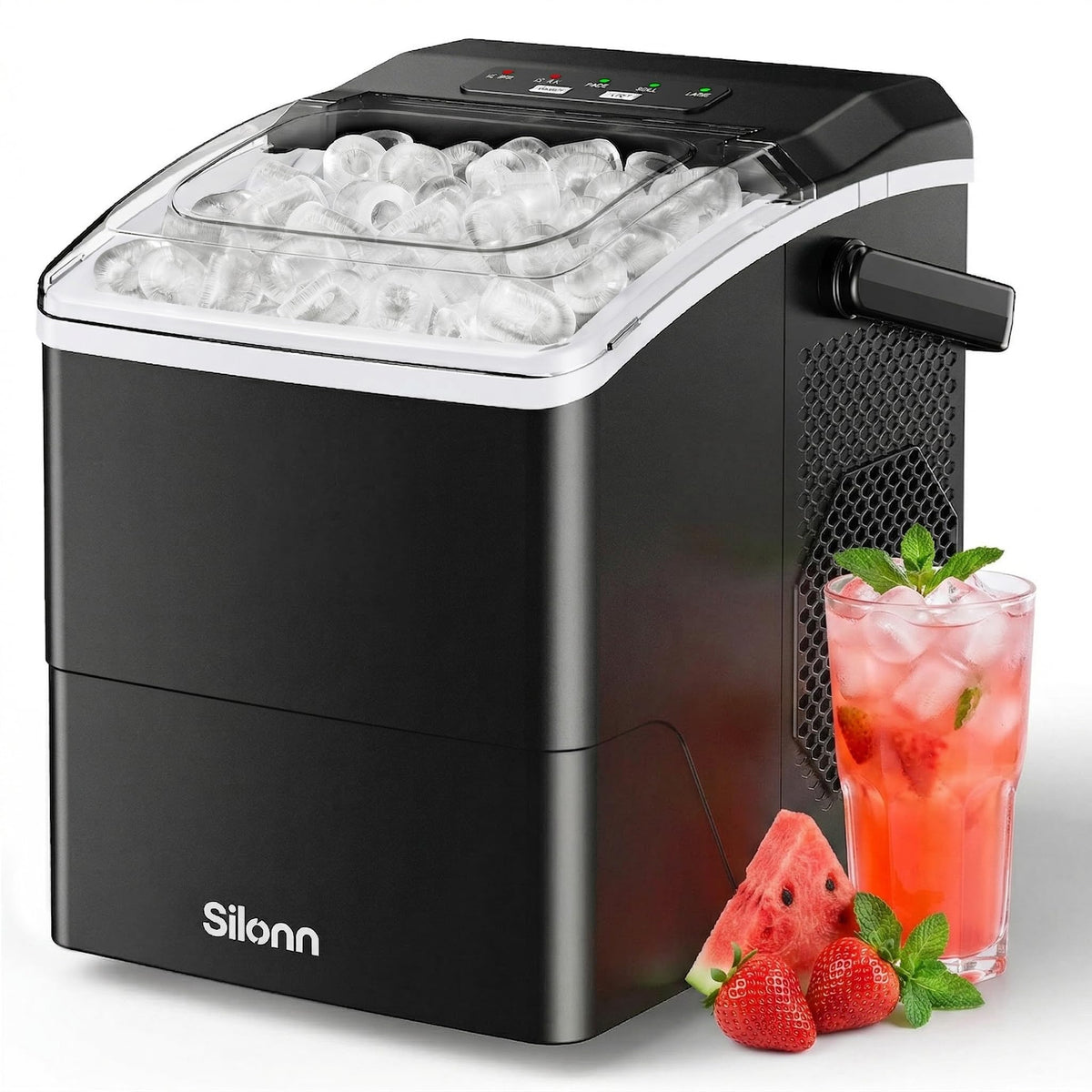 Silonn Ice Maker Countertop, 9 Cubes Ready in 6 Mins, 26lbs in 24Hrs, Self-Cleaning Ice Machine with Ice Scoop and Basket, 2 Sizes of Bullet Ice for Home Kitchen Office Bar Party Jansha Store
