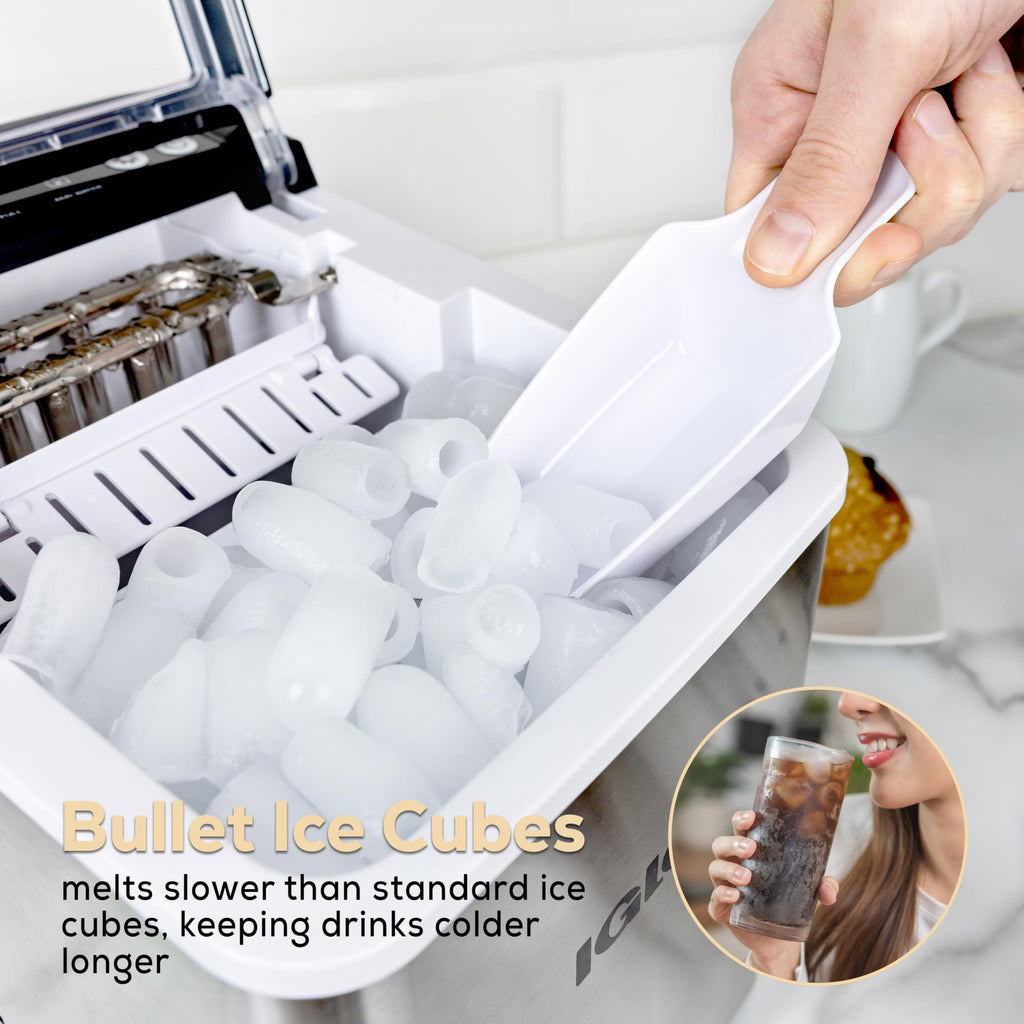 Igloo Premium Self-Cleaning Countertop Ice Maker Machine, Handled Portable Ice Maker, Produces 26 lbs. in 24 hrs. with Ice Cubes Ready in 6-8 Minutes, Comes with Ice Scoop and Basket Jansha Store