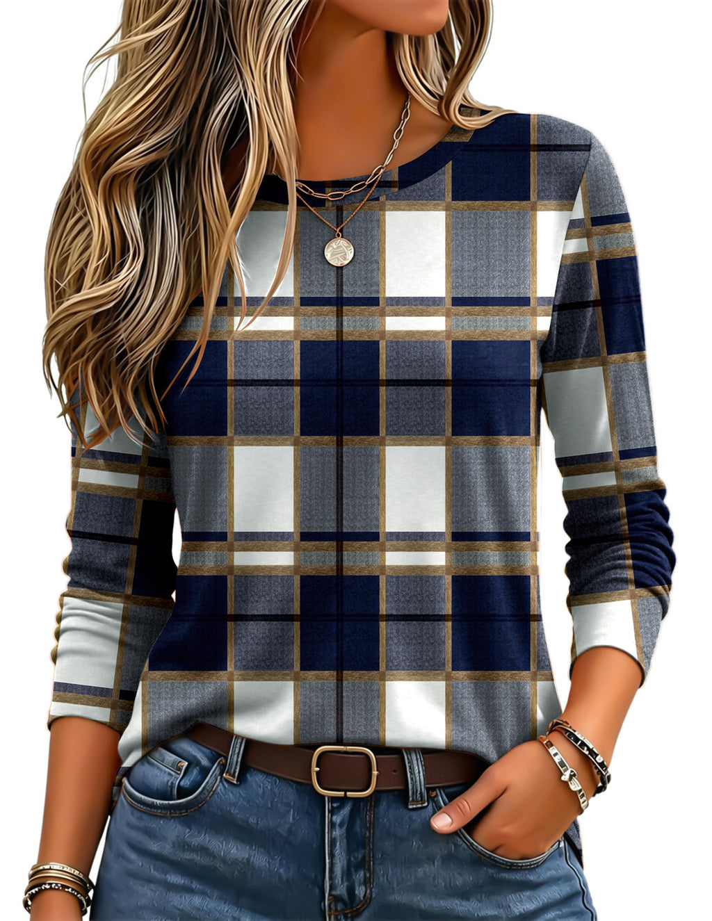 Zeagoo Women's Casual Shirts Long Sleeve Tops Crewneck Tshirts Fall Clothes Jansha Store