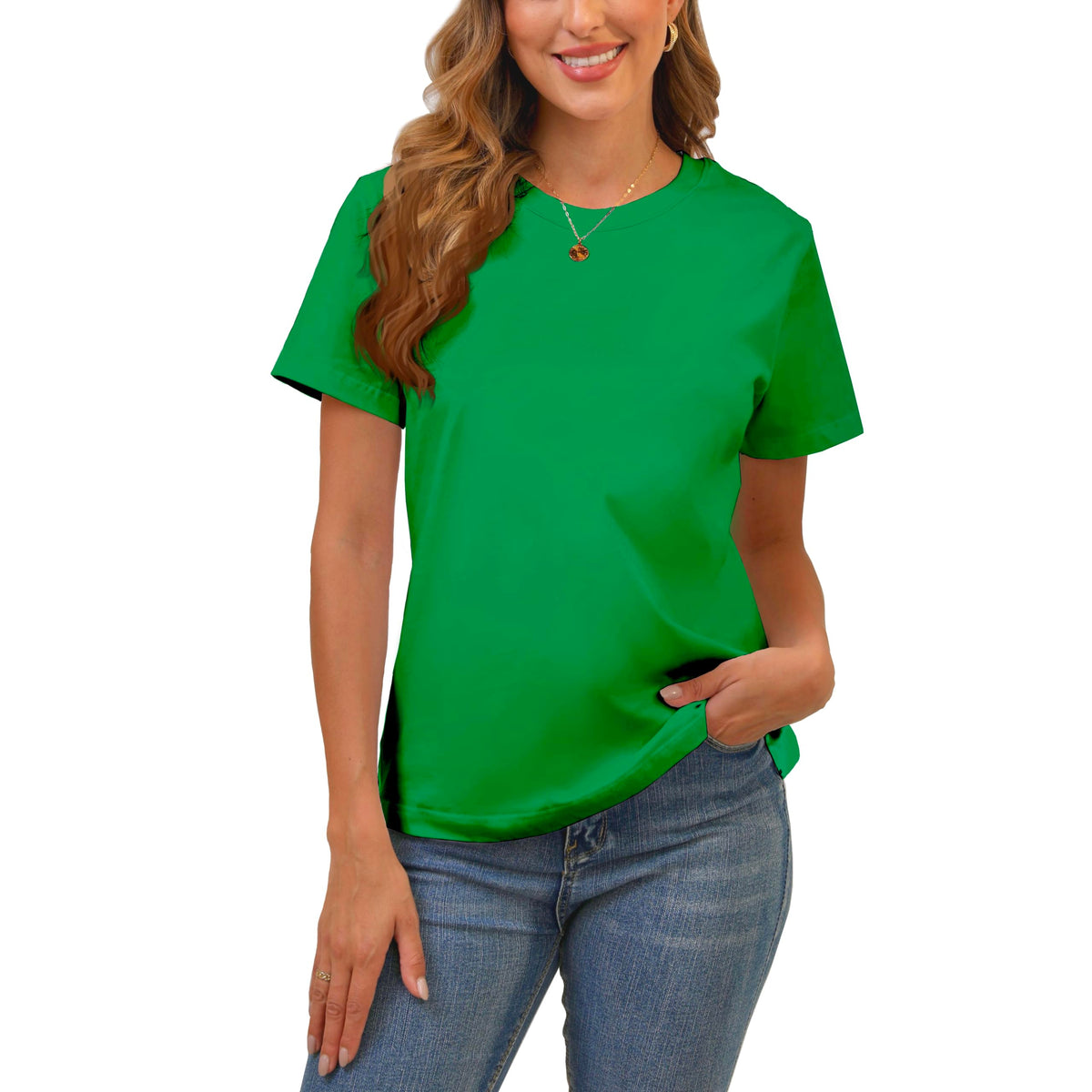 BJY Cotton Basic T Shirts for Women,Crew Neck Short Sleeve Summer Shirts(2XS-3XL, 20+ Color) Jansha Store