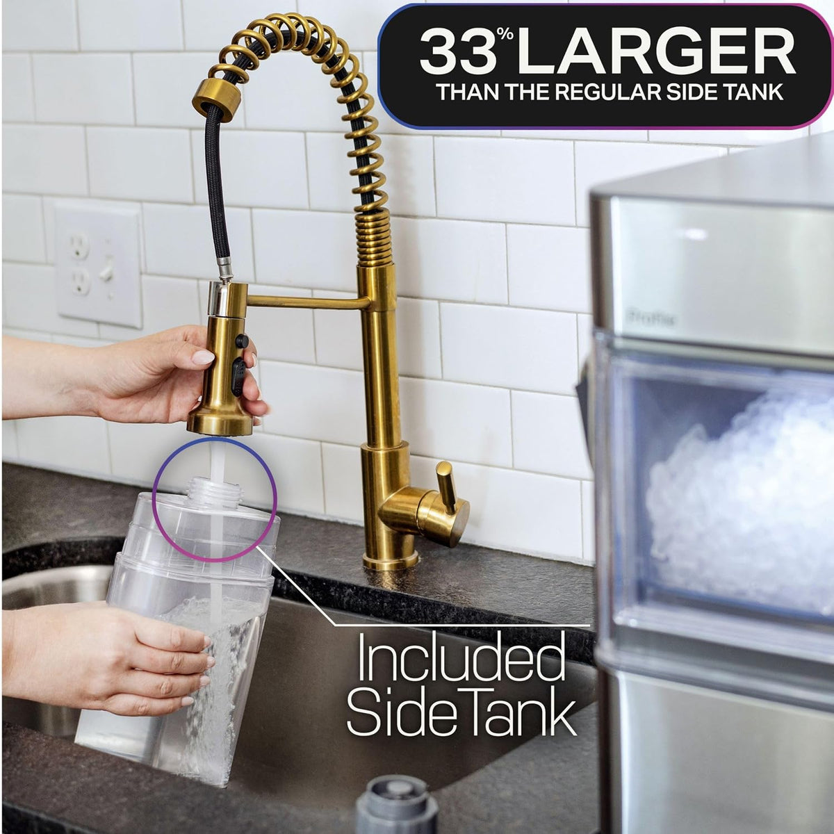 GE Profile Opal Ultra, Countertop Nugget Ice Maker, 1 Gal XL Side Tank, *Amazon Exclusive*, 38 lbs/Day, Pebble Pellet Crushed Ice Machine, WiFi Black Stainless Steel Jansha Store