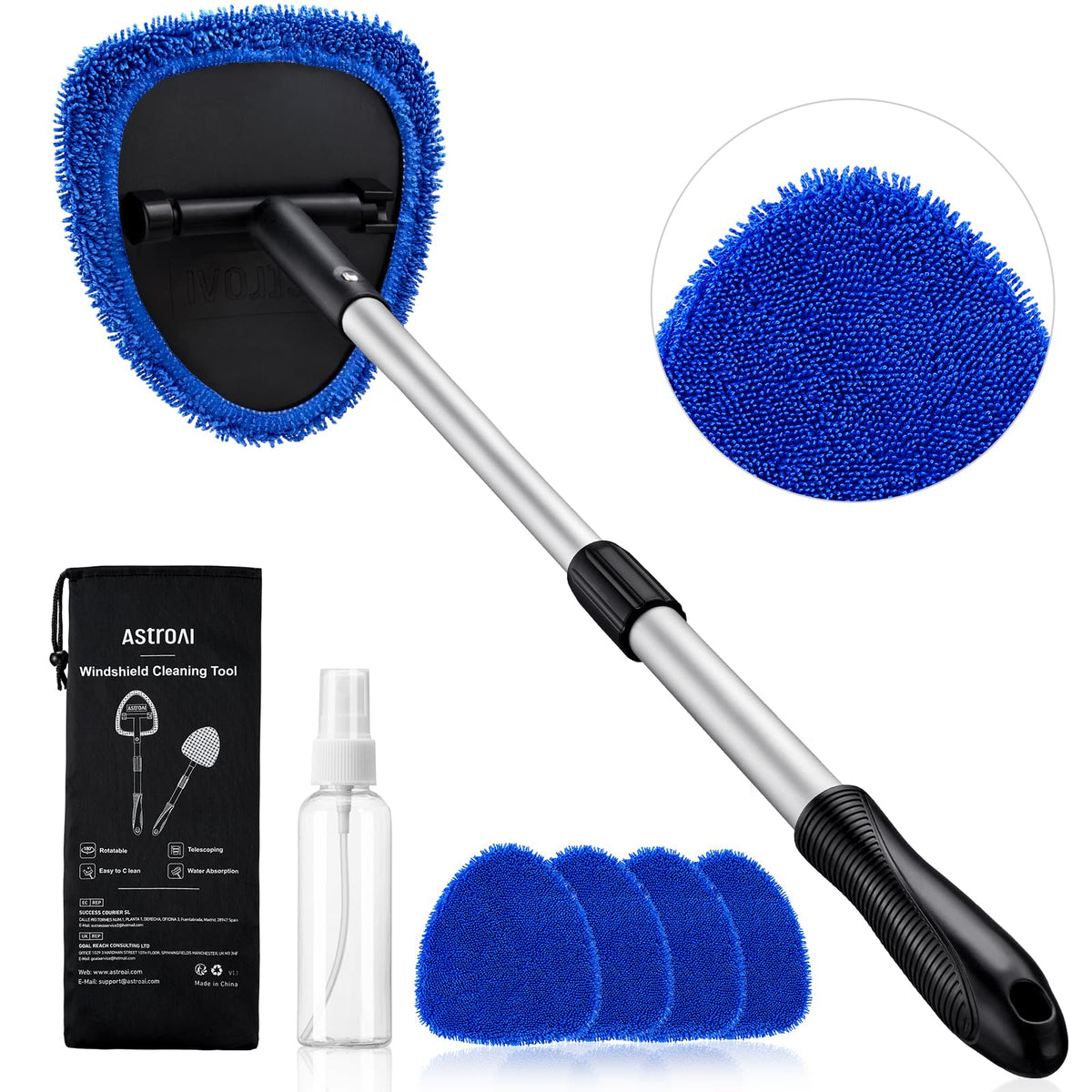 AstroAI Windshield Cleaner Tool & Car Interior Detailing Kit, Blue, 21 in Jansha Store