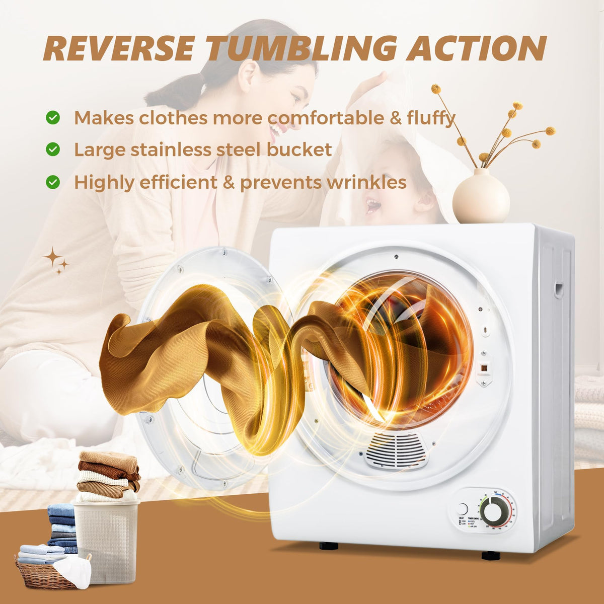 3.5 Cu. Ft. Portable Clothes Dryer for Laundry Jansha Store