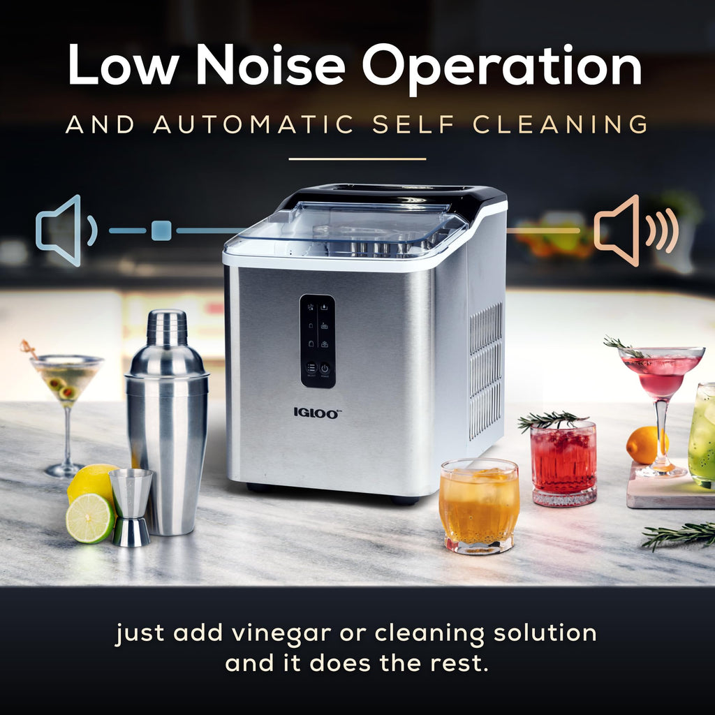 Igloo Premium Self-Cleaning Countertop Ice Maker Machine, Handled Portable Ice Maker, Produces 26 lbs. in 24 hrs. with Ice Cubes Ready in 6-8 Minutes, Comes with Ice Scoop and Basket Jansha Store