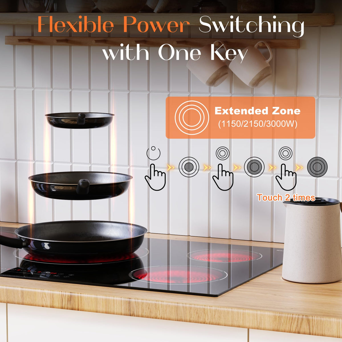 2 Burner Electric Cooktop 110V, 2000W, 24" Countertop & Built-in Jansha Store