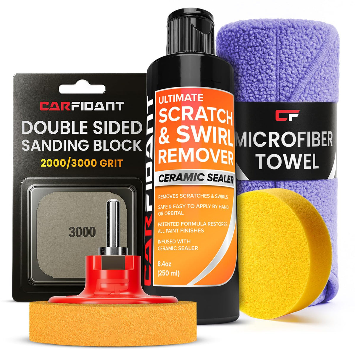 Carfidant Scratch Repair and Swirl Remover - Car Paint Scratch Remover & Restorer Kit with Buffer Pad - Polishing & Waxing Kits - Compound for Vehicles Paint Repair - 8.4 fl. Oz. Jansha Store