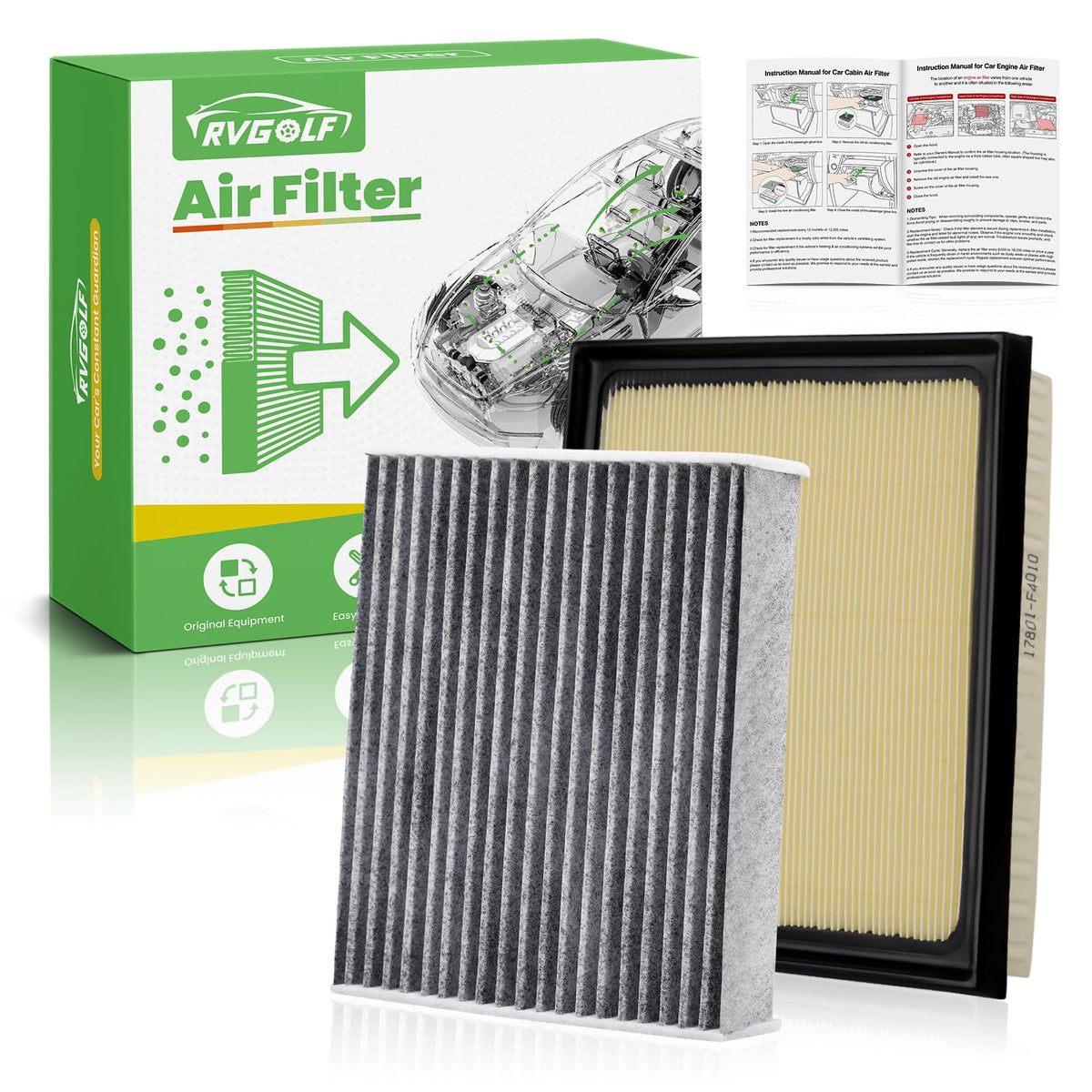 Not for Hybrid, Engine+Cabin Air Filter Fit 2015-2019 Sonata 2.4L (Gas) Jansha Store