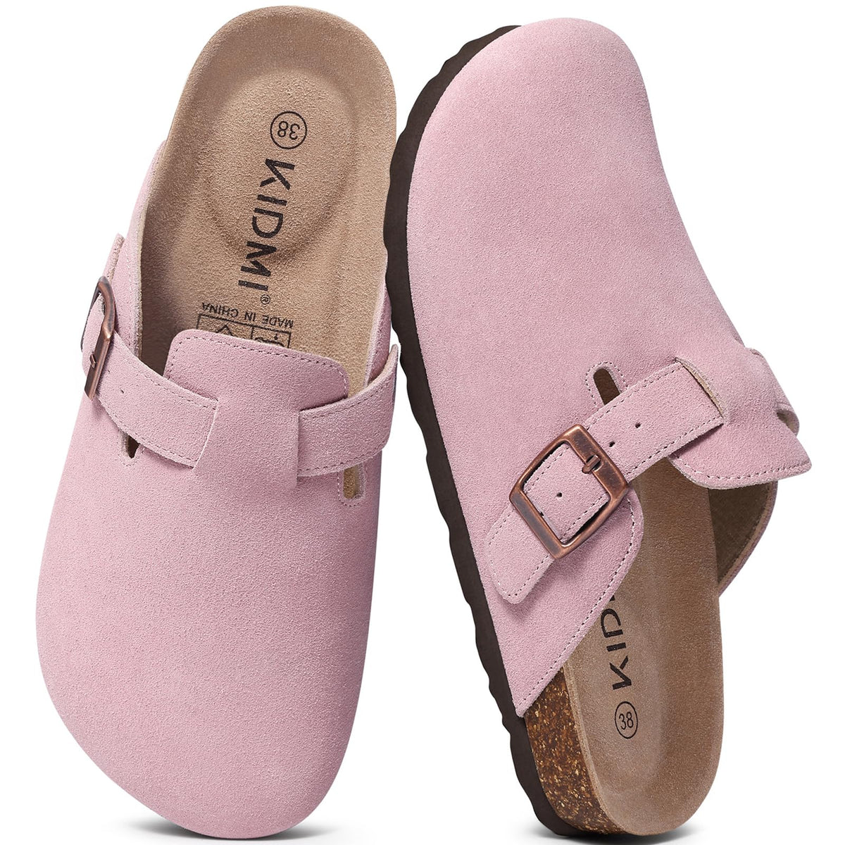 KIDMI Genuine Suede Clogs for Women Men Cork Footbed Mules Potato Shoes Jansha Store