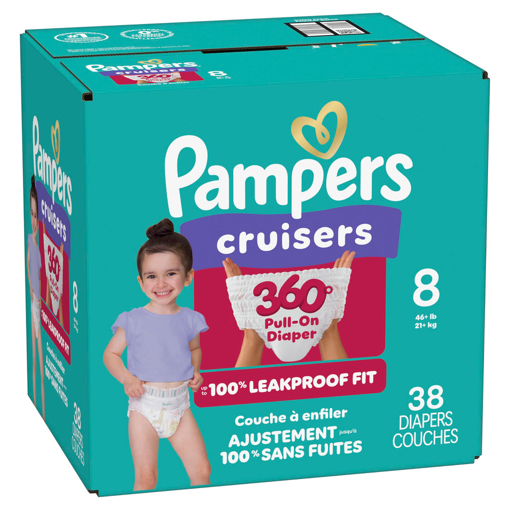 Pampers Diapers - Cruisers 360 - Size 5, 128 Count, up to 100% Leakproof Pull-On Diaper for Active Babies Jansha Store
