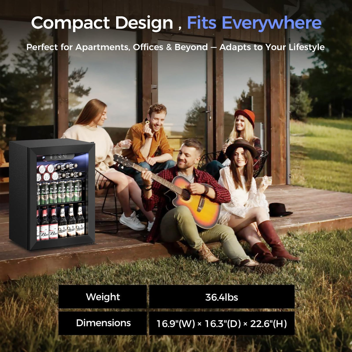 Feelfunn 24 Can Beverage Refrigerator, Mini Fridge, Black Jansha Store