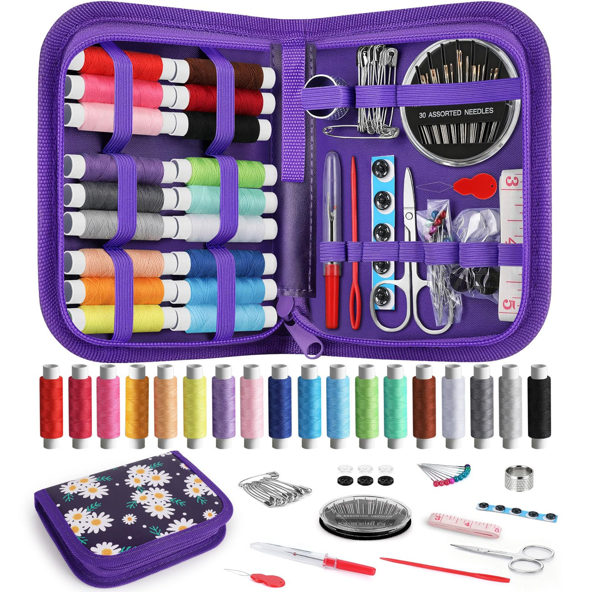 Coquimbo Sewing Kit Gifts for Adults Teen Grils Women Mom Grandma, Portable Sewing Supplies Contains Tape Measure, Scissors, Thimble, Thread, Sewing Needles (Beige, M) Jansha Store
