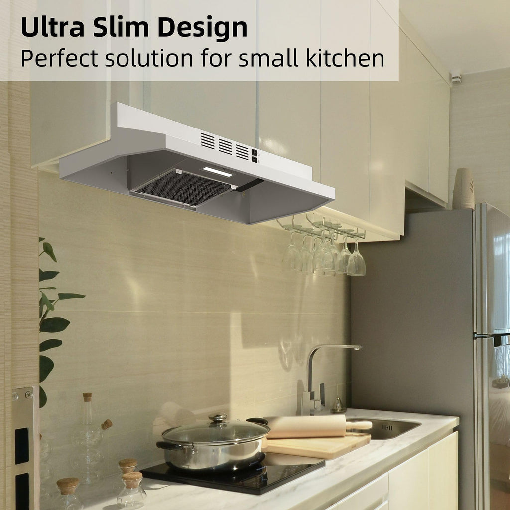 SNDOAS Range Hood 30 inch Under Cabinet, Ducted/Ductless Convertible Kitchen Hood, Stainless Steel Vent Hood with LED Light,Under Cabinet Hood with 2 Speed Exhaust Fan,Black Jansha Store
