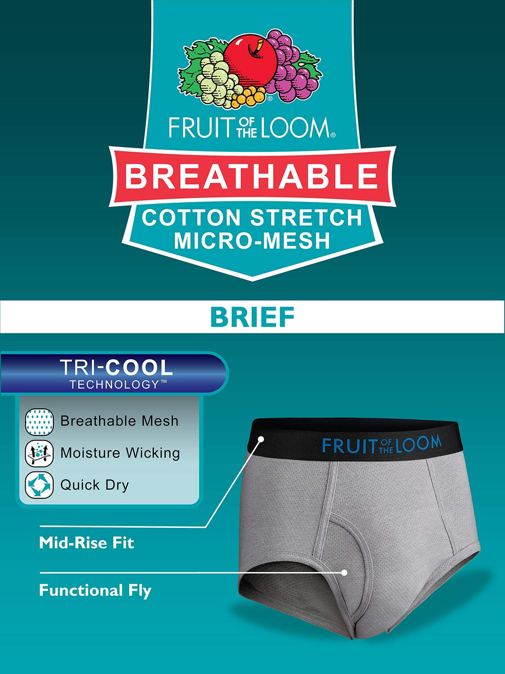 Fruit of the Loom Men's Underwear Briefs, Tag Free & Moisture Wicking Jansha Store