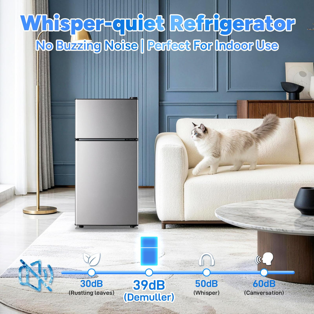 DEMULLER 2.4 Cu.Ft Small Refrigerator with Freezer Mini Fridge Removable Plastic Shelves Ideal for Apartment,Dormitory Black Jansha Store