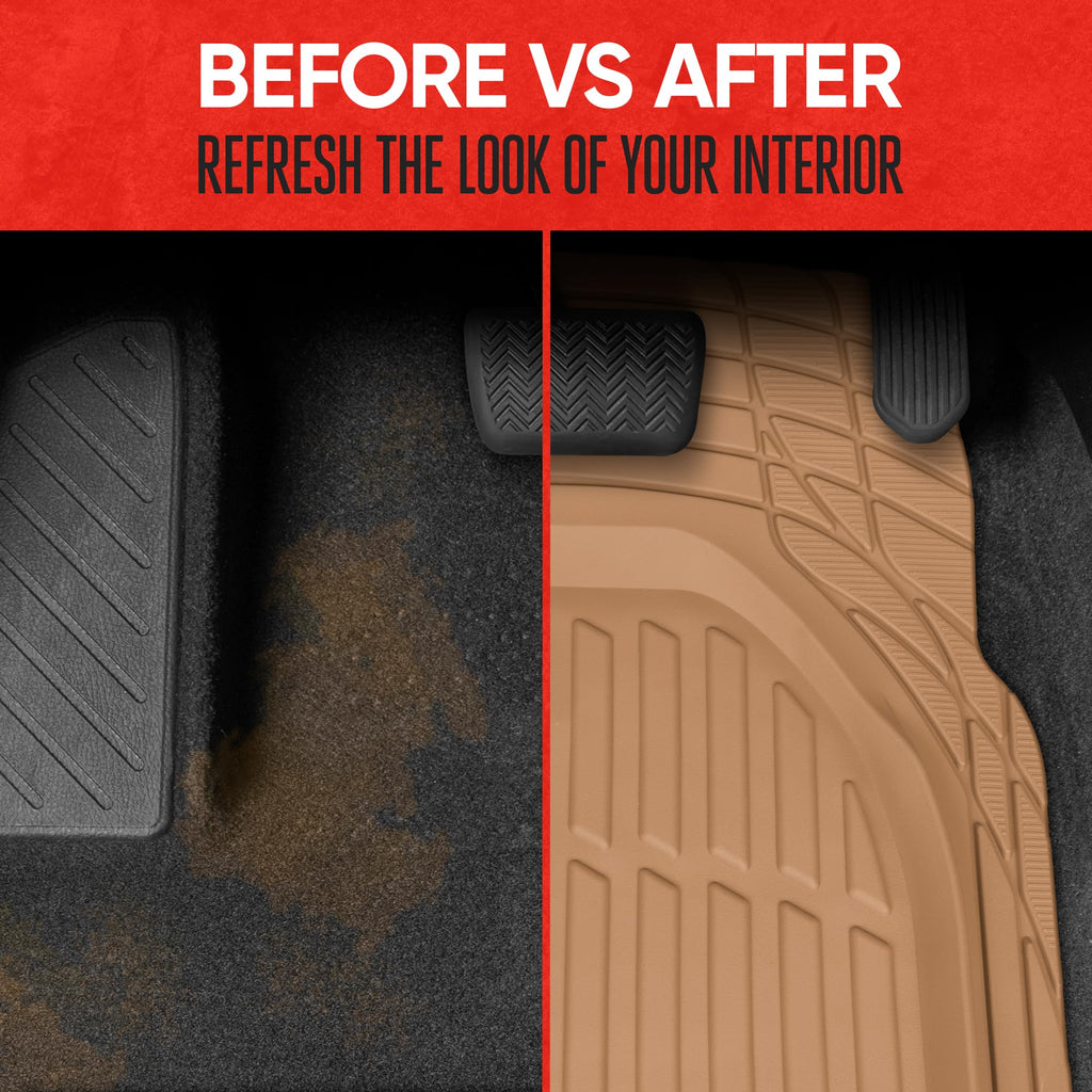 Motor Trend FlexTough Floor Mats for Cars, Black Deep Dish All-Weather Car Mats, Waterproof Trim-to Fit Automotive Floor Mats for Cars Trucks SUV, Universal Floor Liner Car Accessories Jansha Store