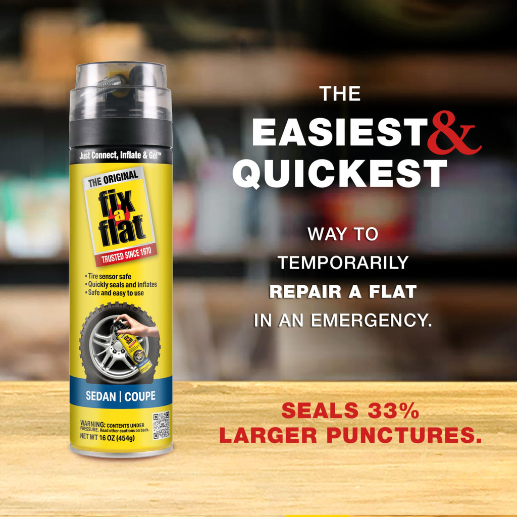 Fix-A-Flat S60420 Aerosol Emergency Flat Tire Repair and Inflator, for Standard Tires, Eco-Friendly Formula, Universal Fit for All Cars, 16 oz. (Pack of 1) Jansha Store