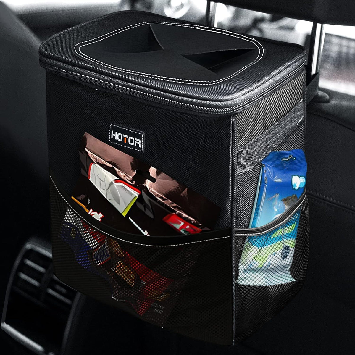 HOTOR Car Trash Can, Leakproof Car Organizer, 2-Gallon, Black Jansha Store