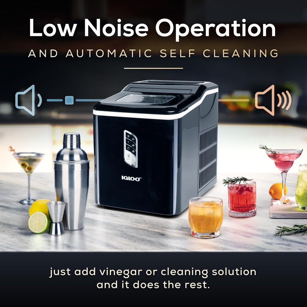 Igloo Premium Self-Cleaning Countertop Ice Maker Machine, Handled Portable Ice Maker, Produces 26 lbs. in 24 hrs. with Ice Cubes Ready in 6-8 Minutes, Comes with Ice Scoop and Basket Jansha Store