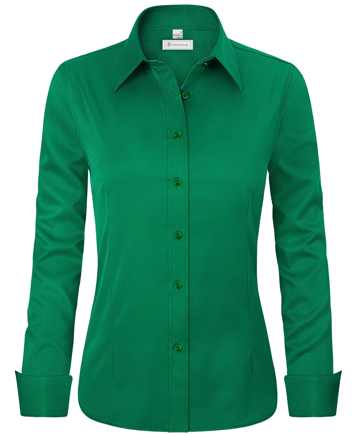 siliteelon Womens Classic-Fit Dress Shirts Long Sleeve Button Down Wrinkle-Free Stretch Solid Casual Work Office Blouse Top Jansha Store