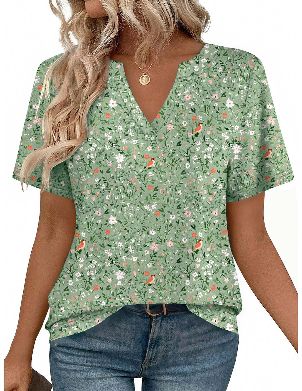 Zeagoo Womens Tops Short Sleeve V Neck Tee Shirts Cute Dressy Casual Jansha Store