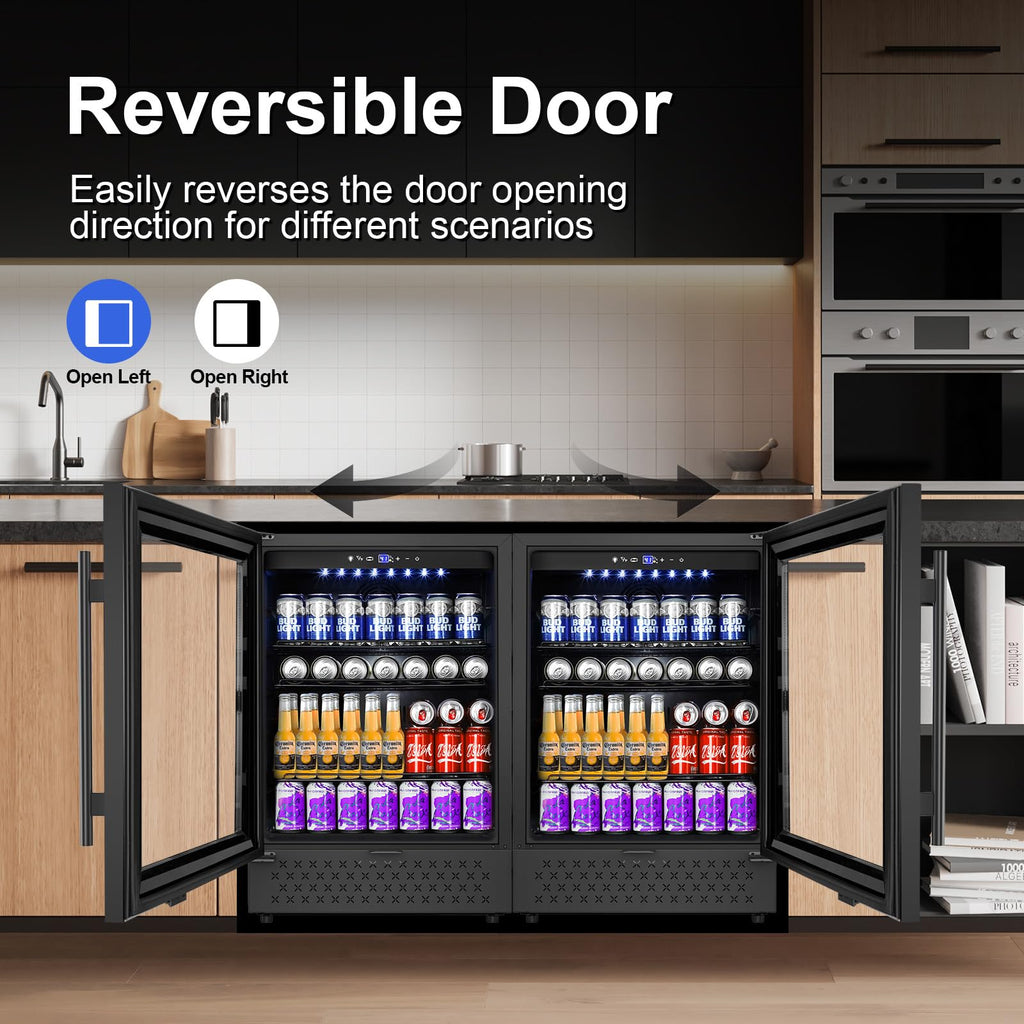 24 Inch Upgraded Dual Zone Wine and Beverage Refrigerator Cooler Jansha Store