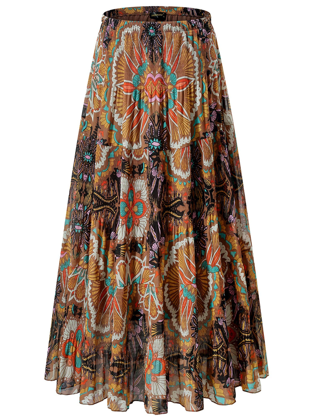 NASHALYLY Women's Chiffon Elastic High Waist Pleated A-Line Maxi Skirts Jansha Store