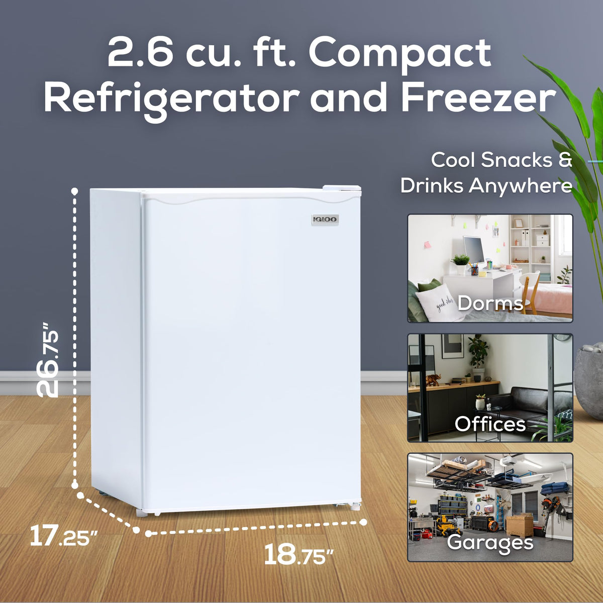 Igloo 3.2 Cu.Ft. Mini Fridge with Freezer - Single Door Compact Refrigerator with Glass Shelves for Homes, Dorms & Offices- Keep Snacks, Drinks & Frozen Foods Cool with Temperature Control Mini Fridge Jansha Store