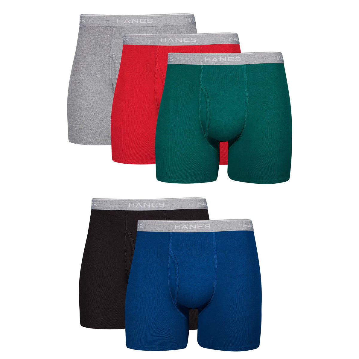 Men's boxer briefs pack packaging with folded briefs inside
