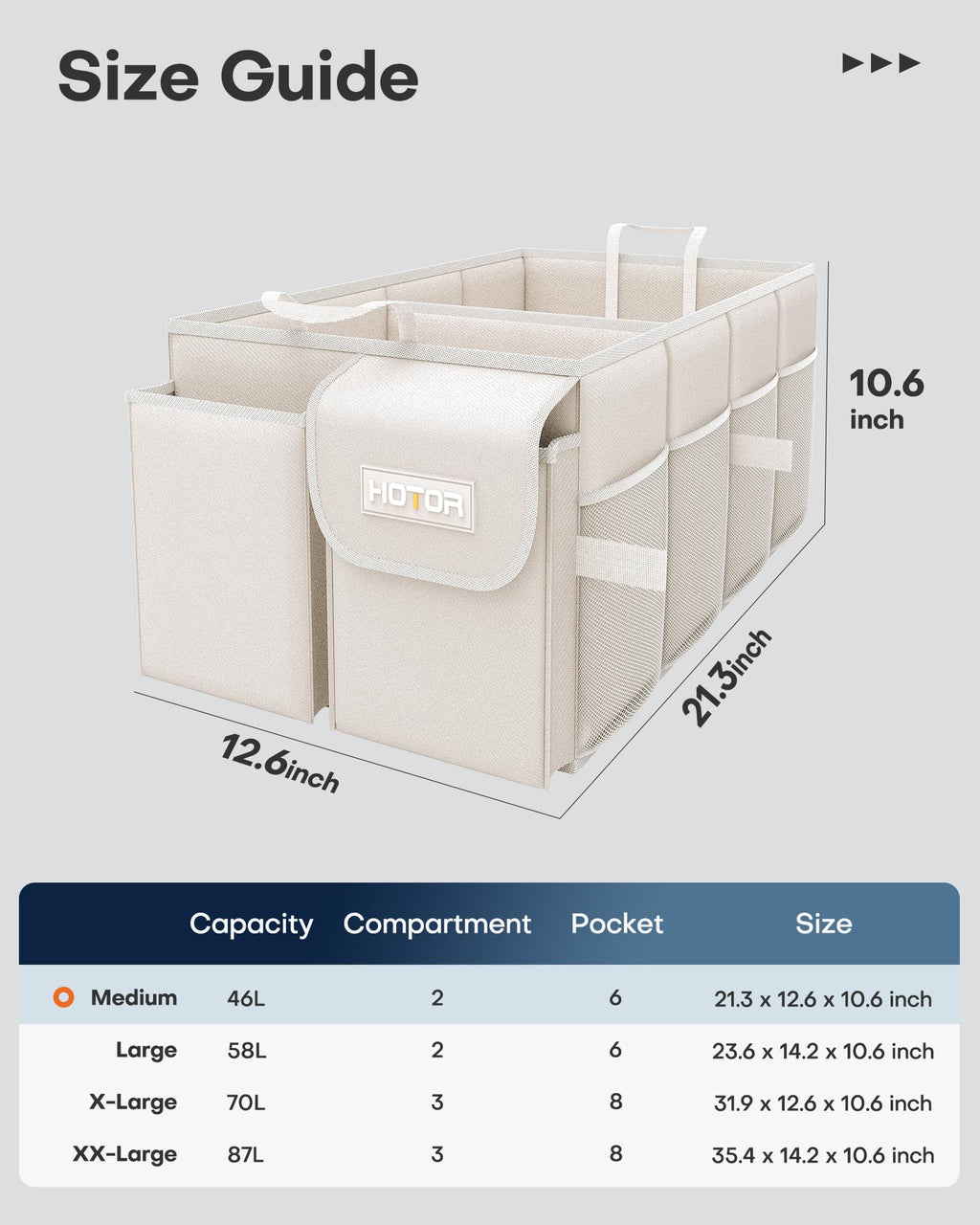 HOTOR Trunk Organizer - Foldable Car Organizer for SUVs & Sedans Storage Jansha Store