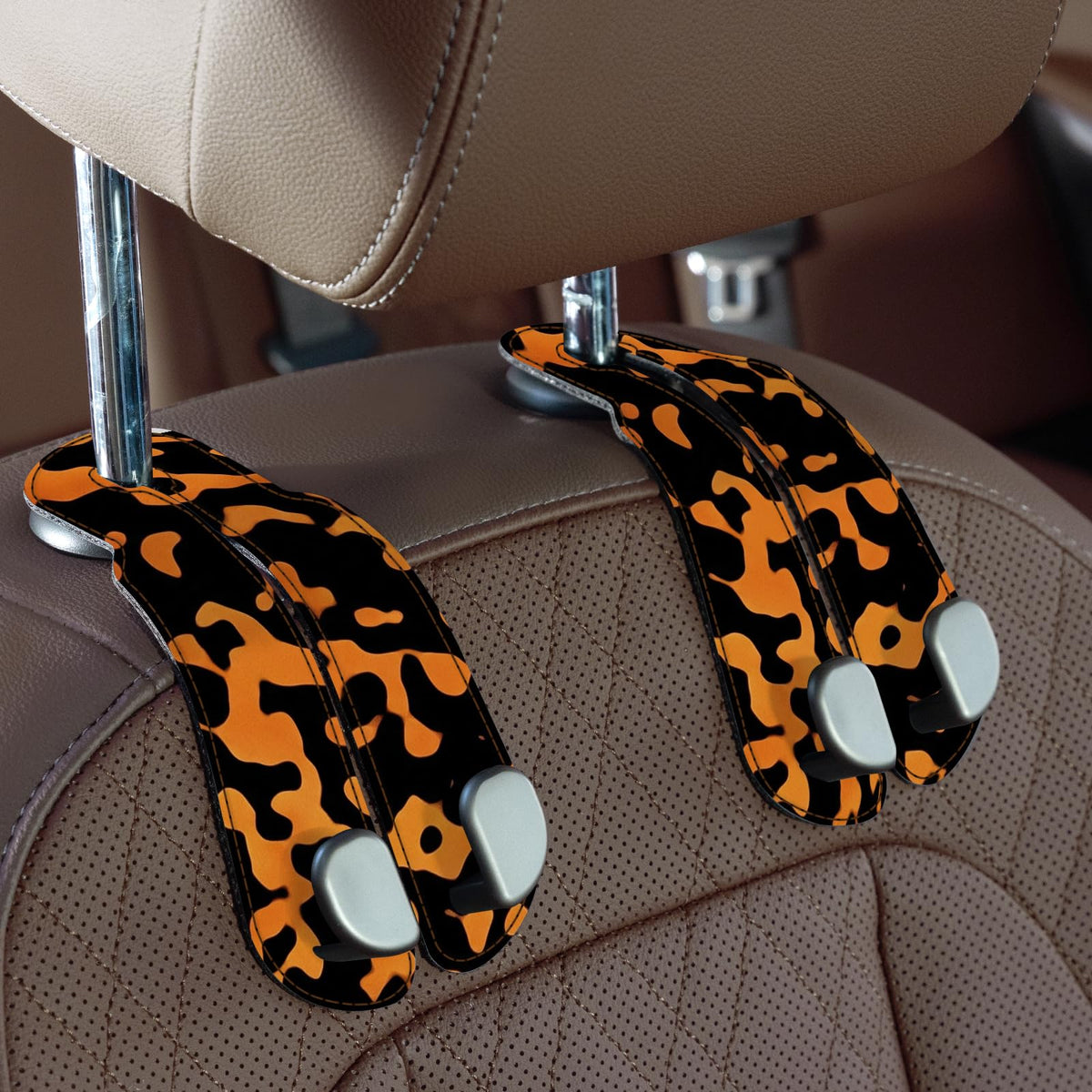 CoBak Purse Hook for Car - Universal Premium Stitched Leather and Aluminum-Magnesium Alloy Double Car Seat Back Storage Hook for Purses, Handbags, Bags (2 Pack),Black Jansha Store