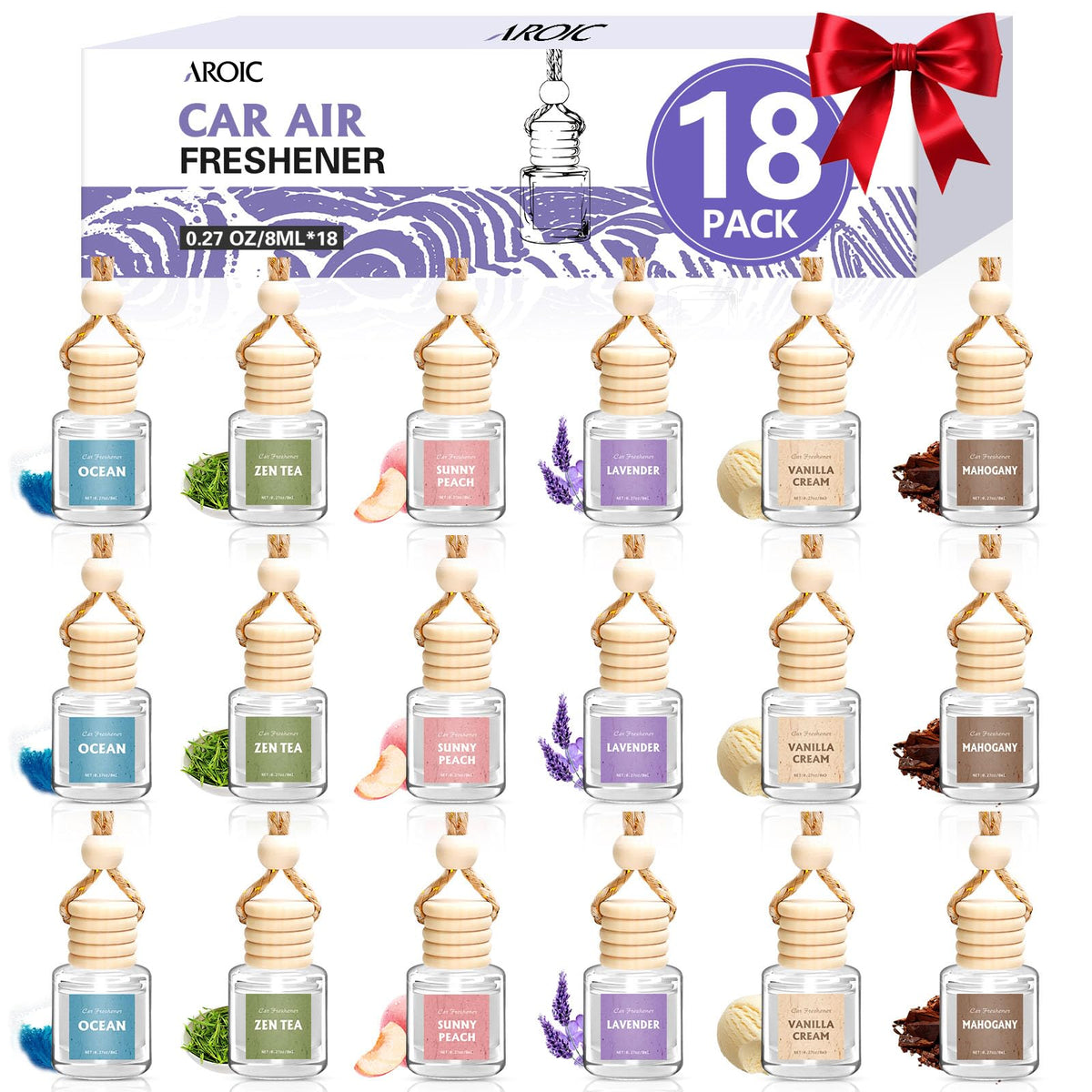 AROIC 6Pack Car Air Freshener, Hanging Essential Oil Air Freshener Diffuser Jansha Store