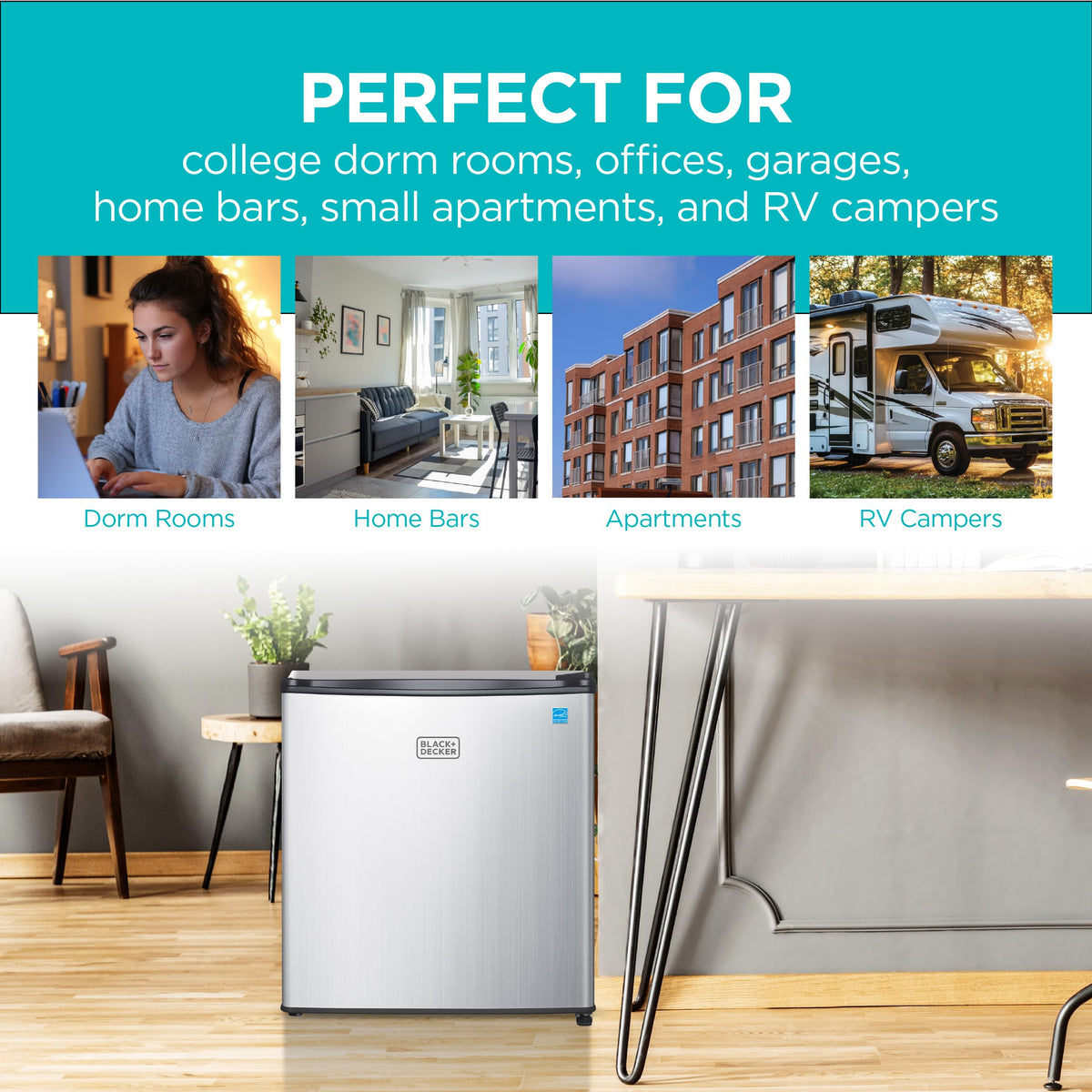 BLACK+DECKER 2.5 Cu. Ft. Compact Refrigerator, BCRK25V, Stainless Look Jansha Store