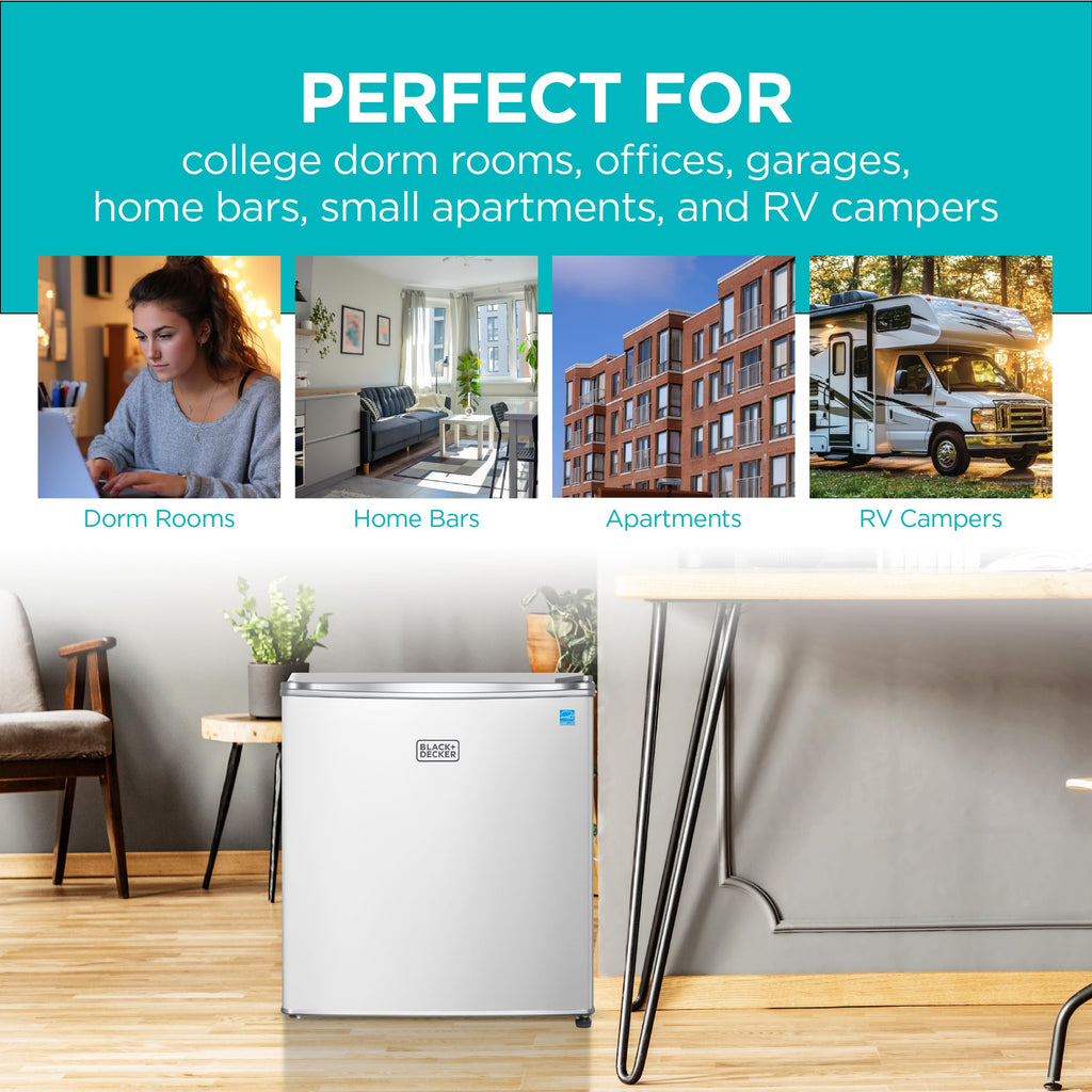 BLACK+DECKER 2.5 Cu. Ft. Compact Refrigerator, BCRK25V, Stainless Look Jansha Store