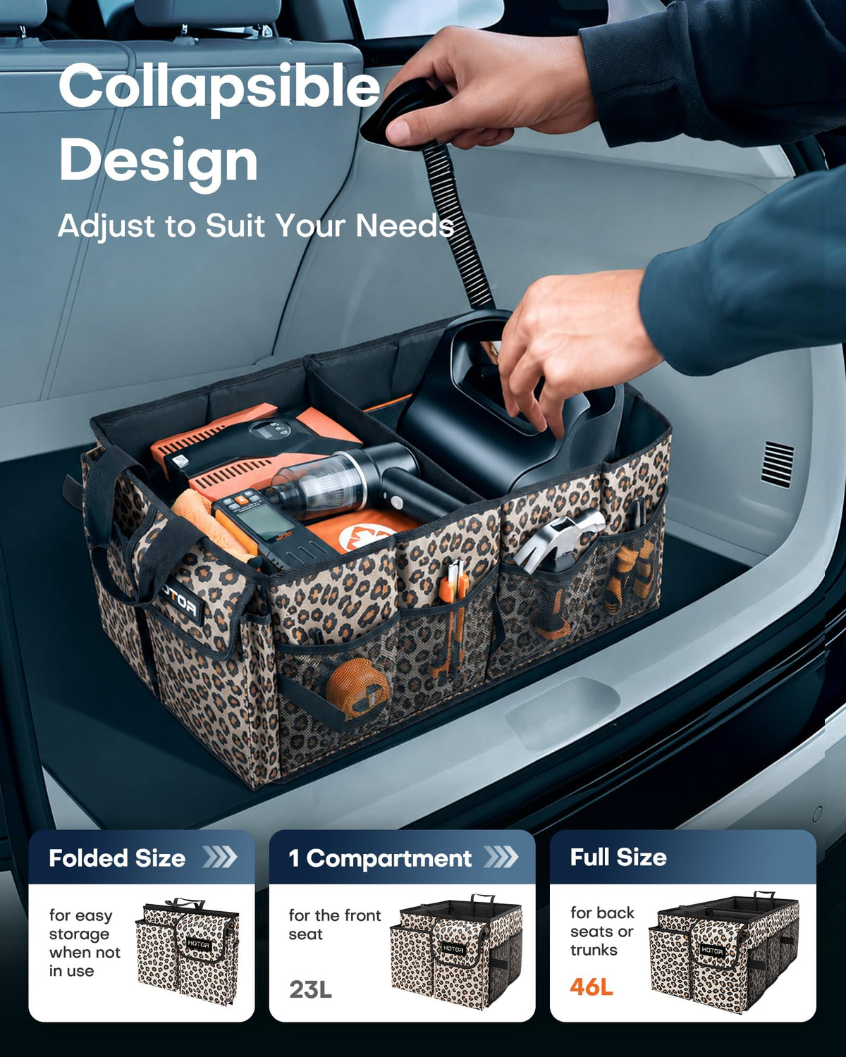 HOTOR Trunk Organizer - Foldable Car Organizer for SUVs & Sedans Storage Jansha Store