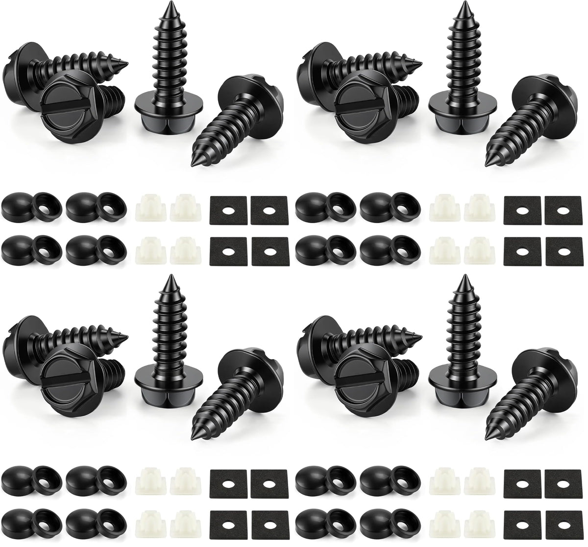 LivTee Rustproof License Plate Screws for Securing License Plates Frames and Covers on Cars and Trucks, 4 Sets Premium Stainless Steel Self Tapping Mounting Bolts (Black Zinc Plated) Jansha Store