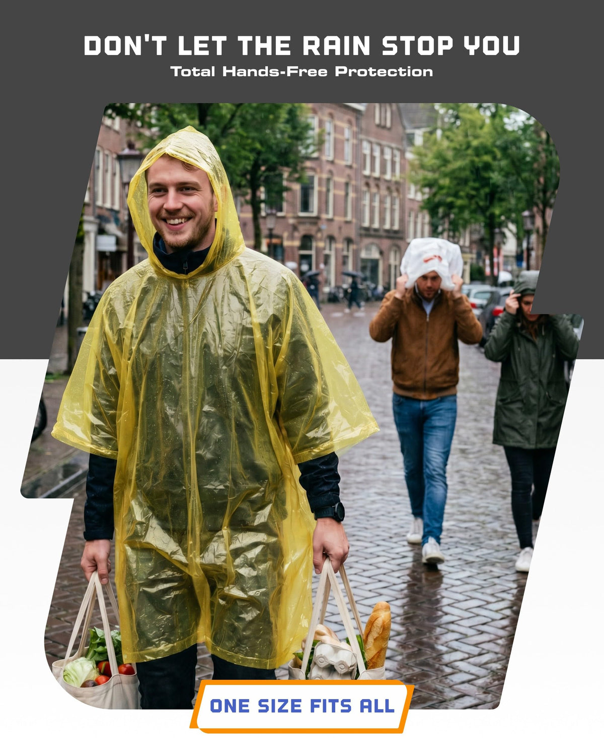 Hagon PRO Disposable Rain Ponchos for Adults, Hooded Poncho, Family 5 Pack Jansha Store