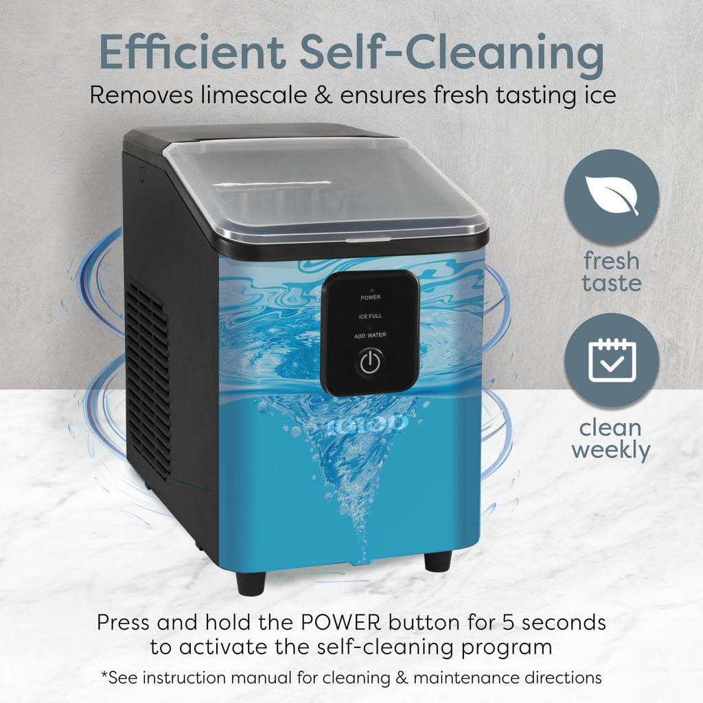 Igloo Premium Self-Cleaning Countertop Ice Maker Machine, Handled Portable Ice Maker, Produces 26 lbs. in 24 hrs. with Ice Cubes Ready in 6-8 Minutes, Comes with Ice Scoop and Basket Jansha Store