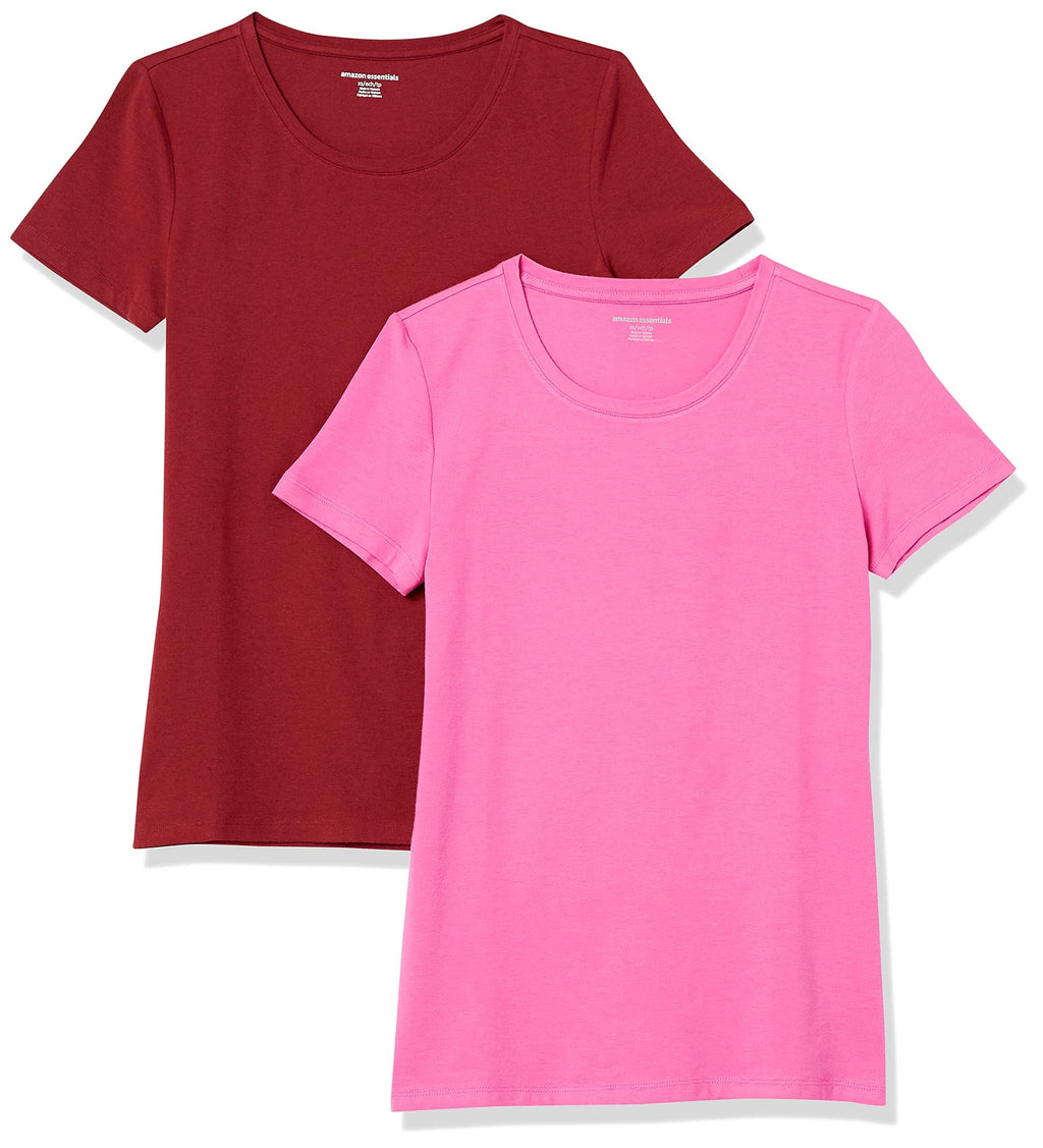 Amazon Essentials Women's Regular-Fit Short-Sleeve T-Shirt (V-Neck or Crewneck), Cotton Modal Blend, Pack of 2 Jansha Store