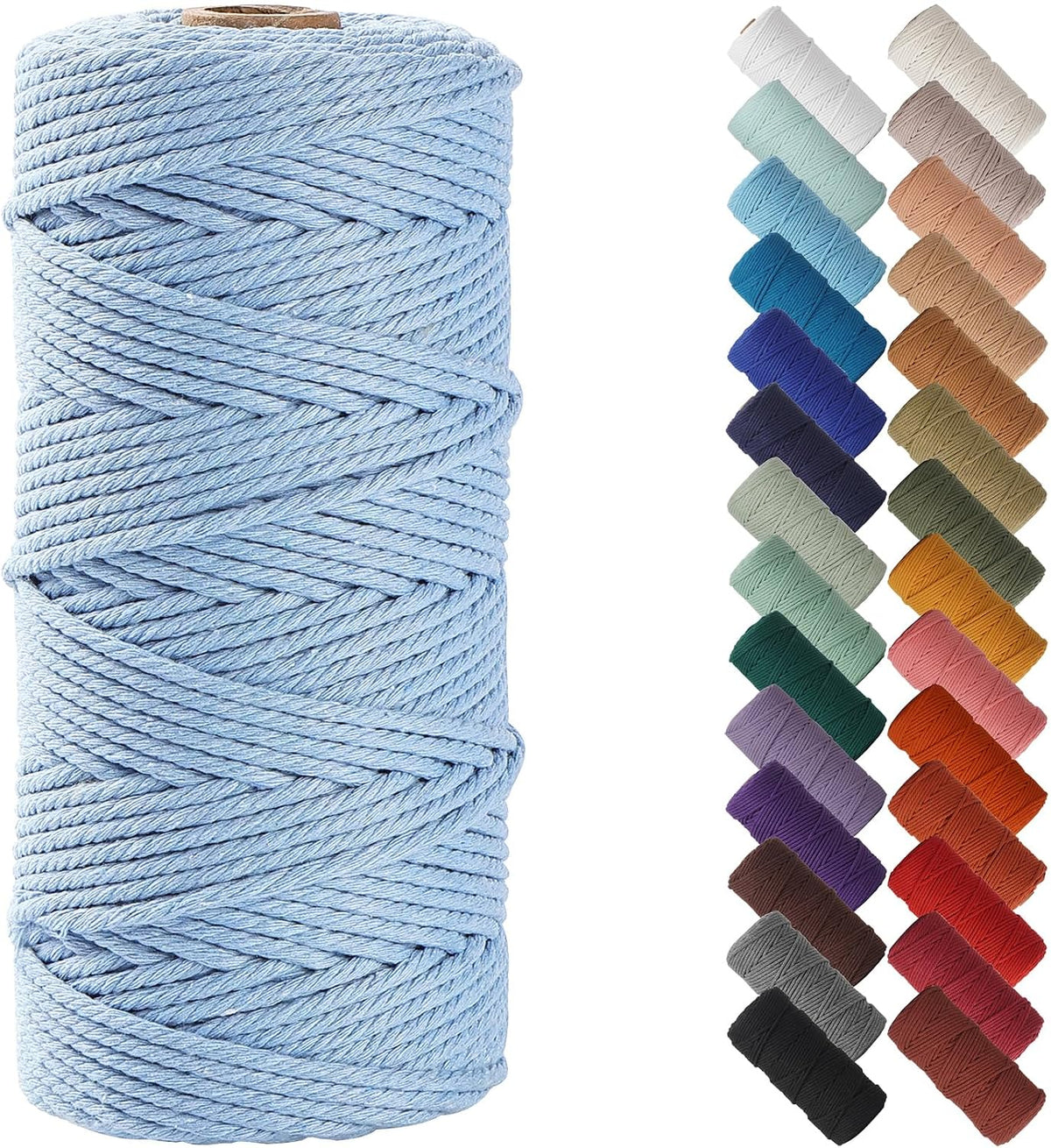 NOANTA Baby Blue Macrame Cord 3mm x 109yards, Cotton Rope Macrame Yarn Jansha Store