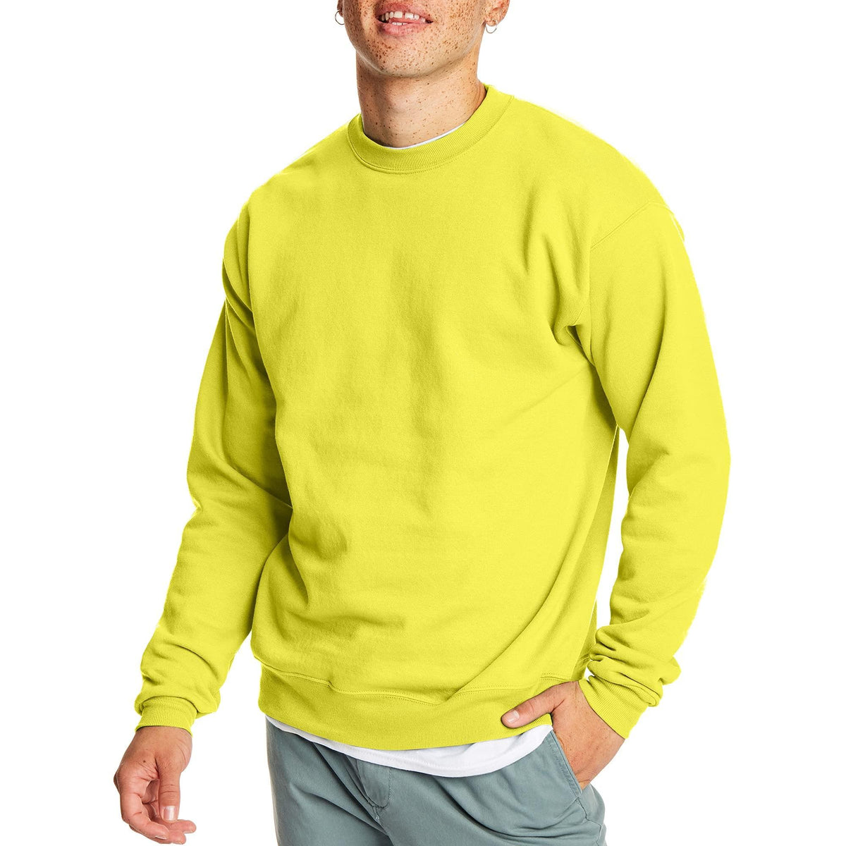 Texture close-up of soft fleece fabric on men's sweatshirt