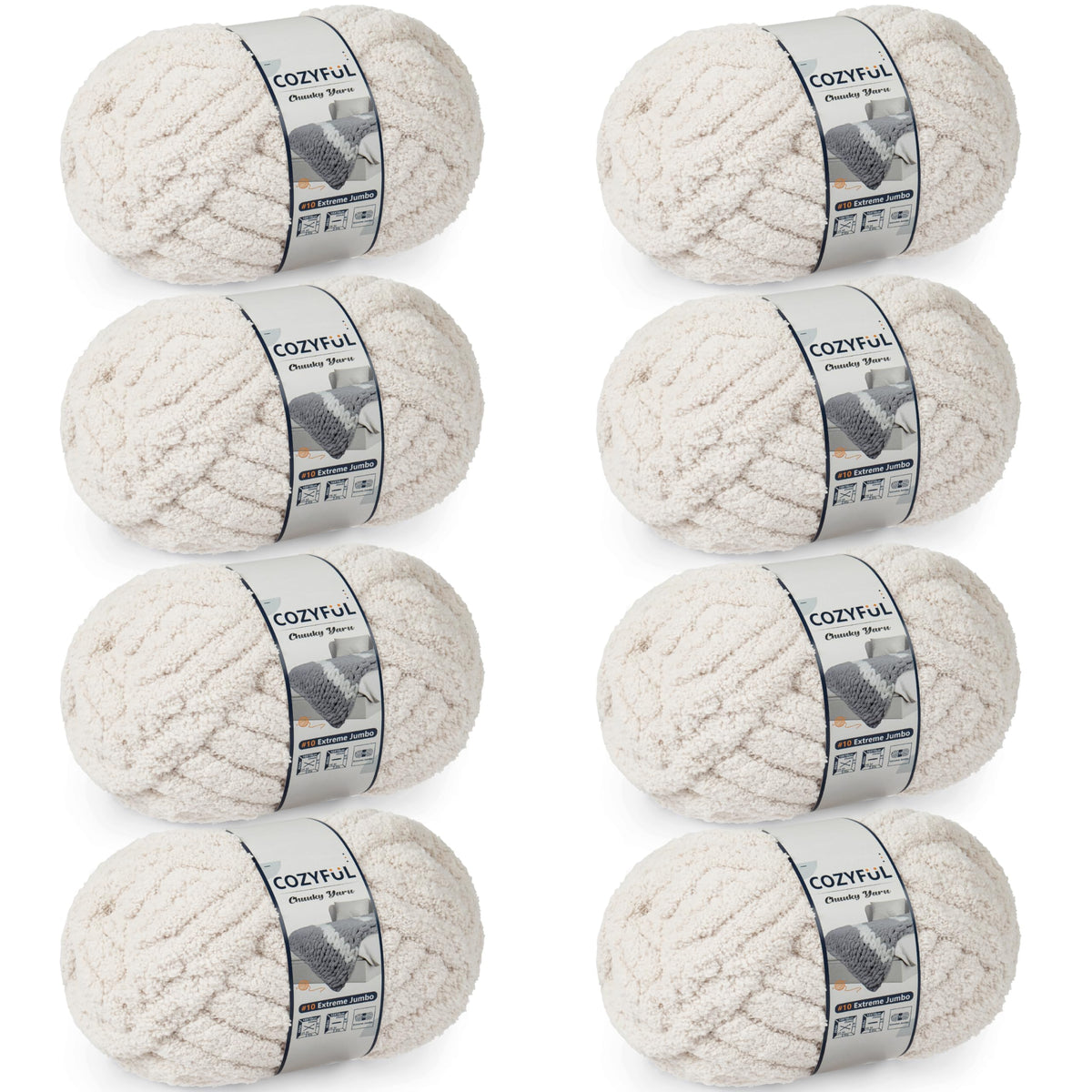 Cozyful Chunky Yarn for Hand Knitting - #10 Chunky Chenille Yarn, Jumbo Big Thick Chunky Yarns for Crocheting, Super Bulky Chunky Knit Blanket Yarns, 8 Skein (22 yds 8 oz Each Skein), Soft Sage Green Jansha Store