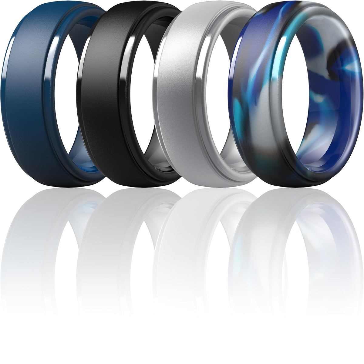 ThunderFit Silicone Rings for Men, Step Edge Rubber Wedding Bands 10mm Wide Jansha Store