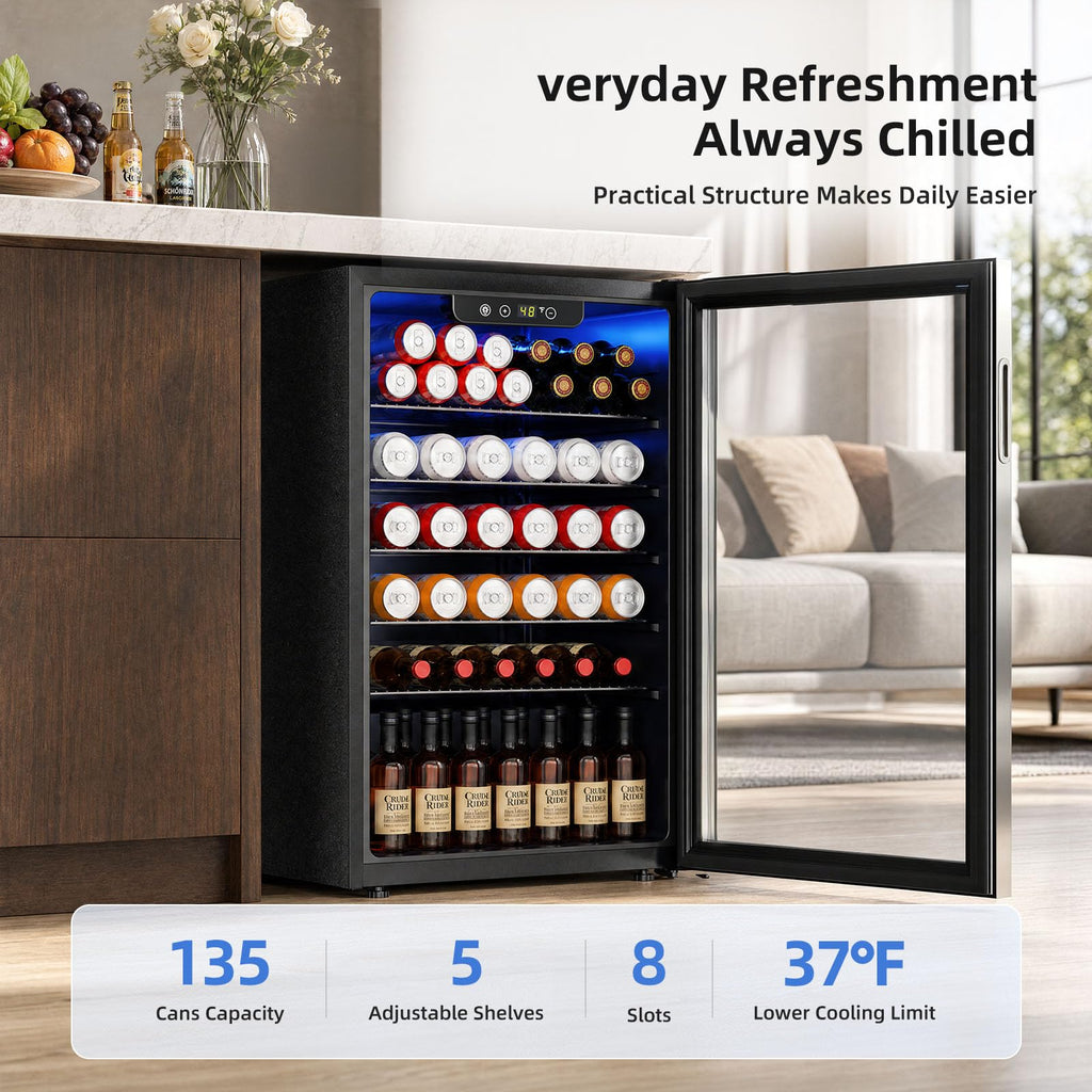 Antarctic Star Beverage Refrigerator Cooler 68 Can, Mini Fridge with Glass Door for Beer Drinks Wine,Freestanding Small Fridge with Electronic Temperature Control for Home and Bar,1.7 cu.ft Jansha Store