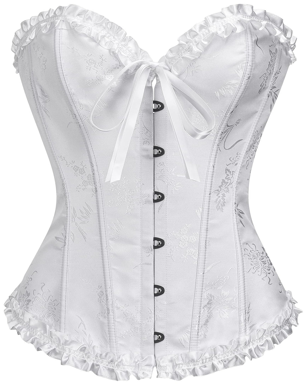 Overbust corset top detail showing the lace-up back threaded through metal eyelets
