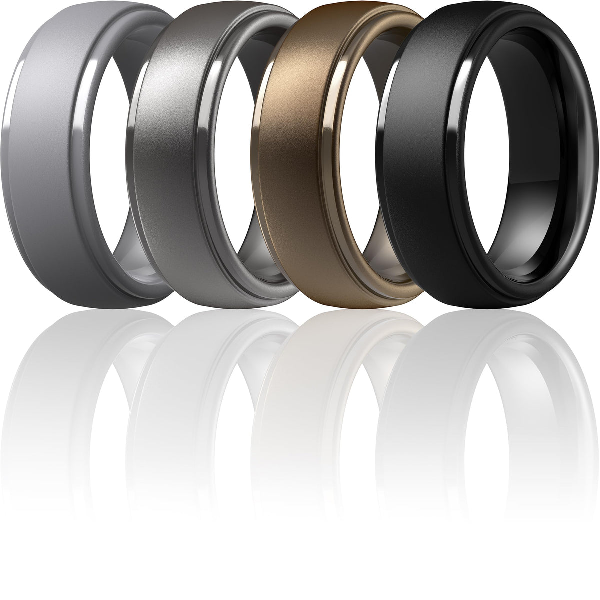 ThunderFit Silicone Rings for Men, Step Edge Rubber Wedding Bands 10mm Wide Jansha Store