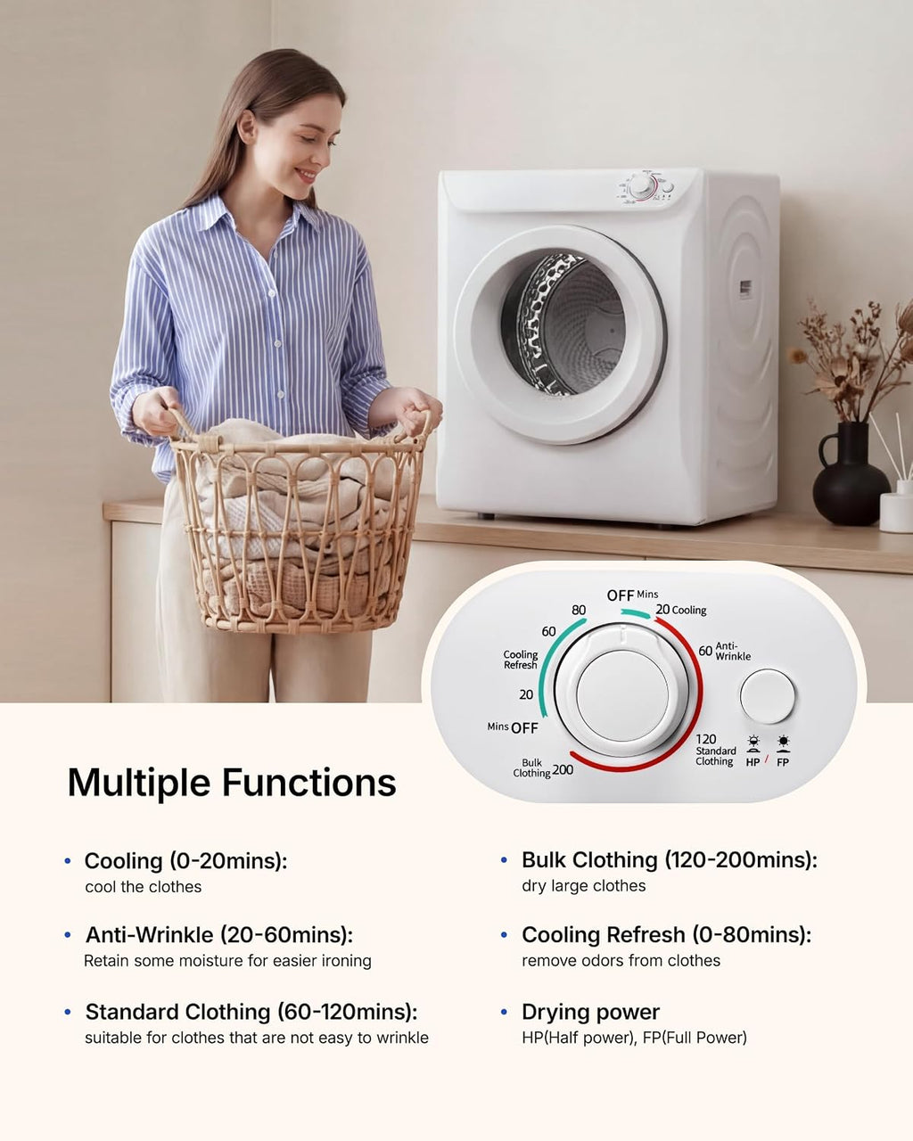3.5 Cu. Ft. Portable Clothes Dryer for Laundry Jansha Store