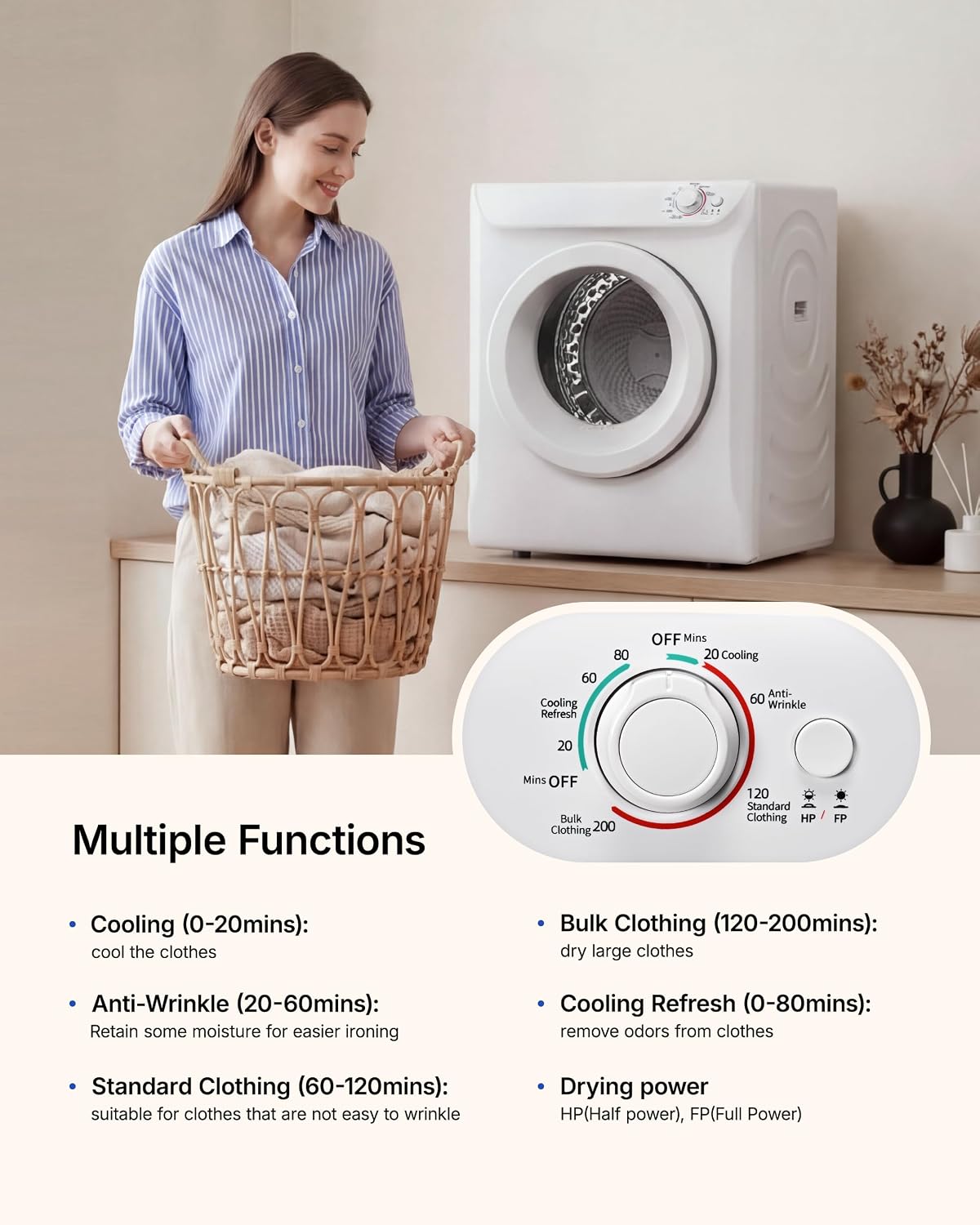 3.5 Cu. Ft. Portable Clothes Dryer for Laundry Jansha Store