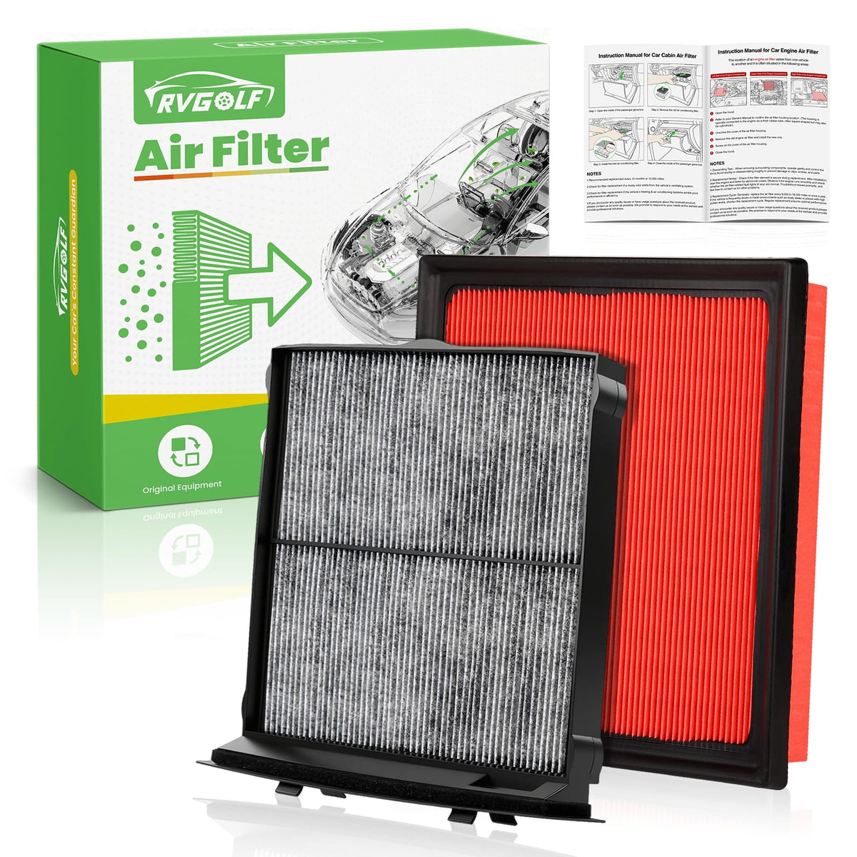 Not for Hybrid, Engine+Cabin Air Filter Fit 2015-2019 Sonata 2.4L (Gas) Jansha Store