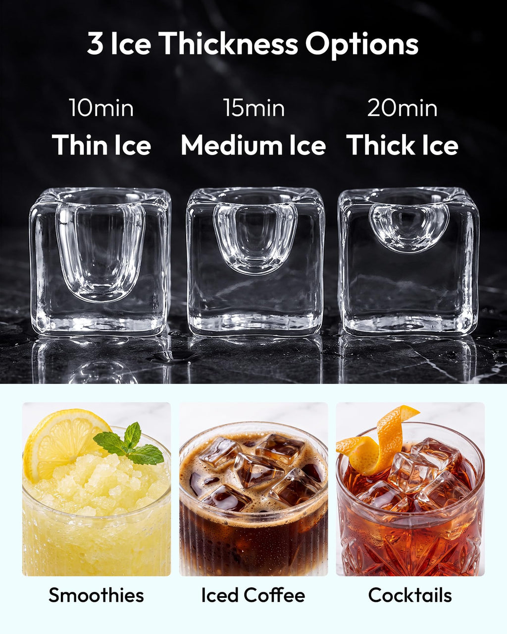 EUHOMY Ice Cube Maker Machine Countertop, 45Lbs/Day, 24Pcs in 13 Mins Jansha Store